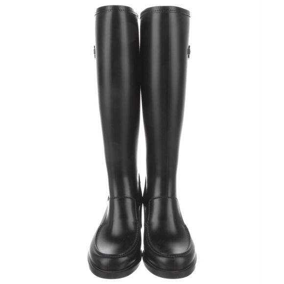 Salvatore Ferragamo Rubber Knee-High Rain Boots Black sz 5 Women's - Picture 2 of 10